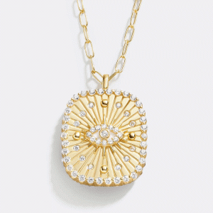 18K Gold Medallion Necklace - Evil Eye