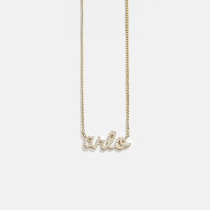 14K Gold Custom Nameplate Necklace - Script