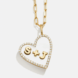 Reversible 14K Gold Custom Heart Necklace - Gold/Pav??
